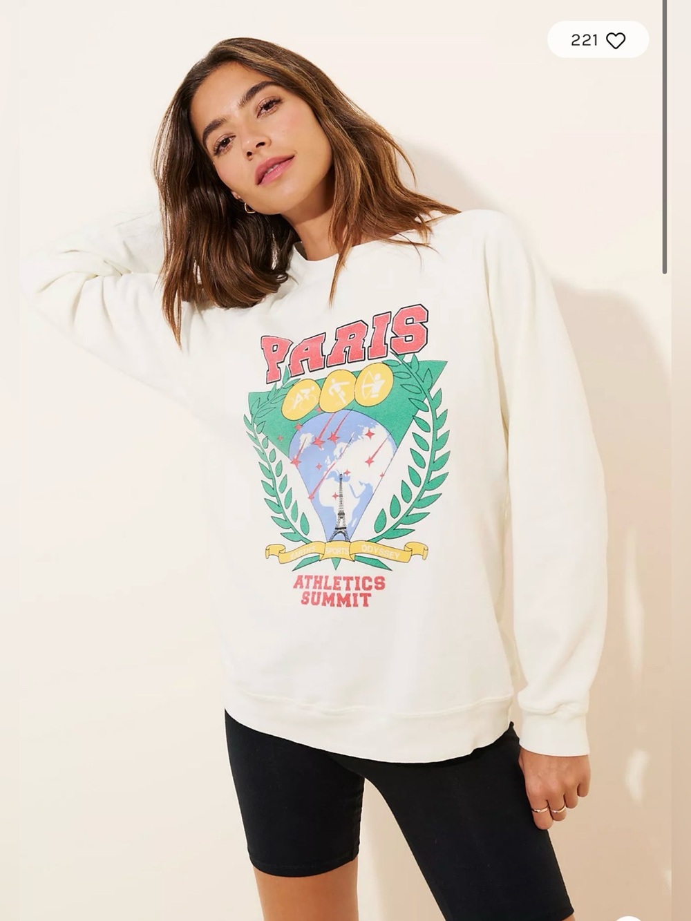 Free People Retrobrand Paris Sweatshirt 100% Cotton